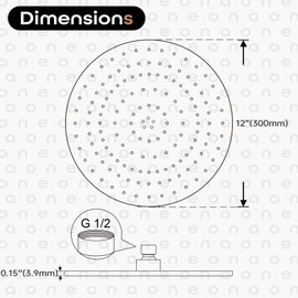 AONEON Waterfall Rain Shower Head 12-inch Overhead Showerhead Stainless Steel, Adjustable Angle High Flow 2.5GPM, 2 Pack Matte Black SH003MB-D12-P2