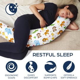 Niimo XXL Pregnancy Pillow & Baby Feeding Pillow - 2022 Double Platinum Winning Maternity Pillow, 100% Cotton Pregnancy Pillow Cover, Machine-Washable Pregnancy Body Pillow, Pregnancy Must Haves