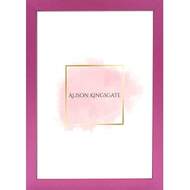 Alison Kingsgate Elegant Sleek Pink A5 Frame Size (14.8 x 21cm) - Flat Classic Design Pink A5 Picture Frame with Safe Perspex Front & Wall Hanging Hooks - British Handmade Décor Frames