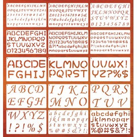 1/3, 1/2, 3/4, 1, 2 Inch Letter Stencils for Painting, 15 Pack Alphabet and Numbers Stencils, Reusable Plastic Letters Number Templates Kits for Scrapbook Crafts Art Projects