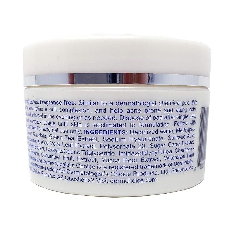 Dermatologist's Choice 10% Non-Neutralized Glycolic Peel Cleansing Pads with Salicylic