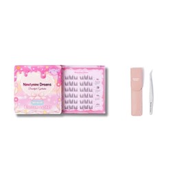 Ninetynine Dreams No Glue Blossom Self-Adhesive Lashes, 9-13mm Length, C++ Curl, Synthetic Fibers, Beginner Friendly Daily Soft Self Adhesive Band cluster Style (1 Pack + Tweezers)