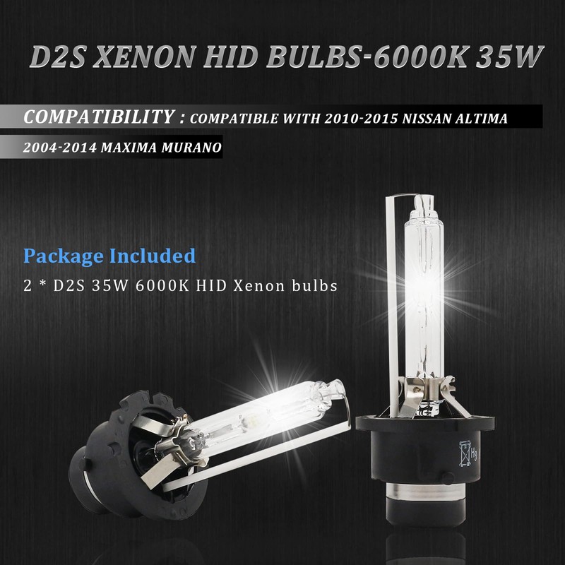 D2S Xenon HID Headlight Bulbs 6000K Cool White 35W Compatible