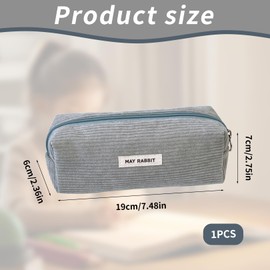 BFUZXY Aesthetic Pencil Case Girls, Corduroy Fabric Pencil Case Aesthetic, Pencil Case Adult, Pens Haves Study Must Pencil Case School Supplies for Children Teenage, gray, Modern