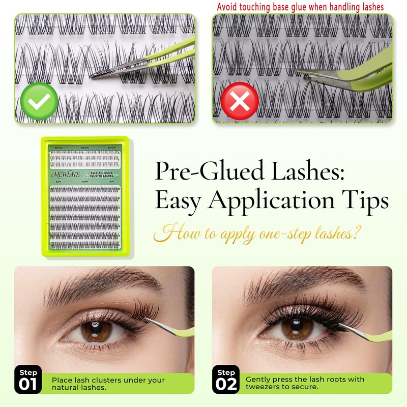 Self Adhesive Eyelashes, Press on No Glue Pre Glue D