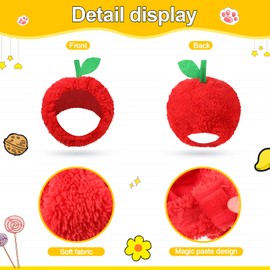 3 Pieces Cat Hats Banana Pineapple Red Fruit Shaped Hat Soft Cap Adjustable Accessories Breathable Headwear for Cat Kitten Puppy Pet Festival Birthday Theme Party Photo Prop