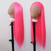 Towarm Pink Wig Long Straight Hot Pink Synthetic Lace Front