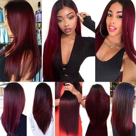 30 32 34 Inch Burgundy Bundles DiexrLamx Hair Ombre Straight Bundles Peruvian 1B99J Bundles Remy Hair Unprocessed Virgin Hair Two Tone Black And Wine Red Bundles
