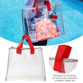 HERCHR Large Clear Beach Bag, Fashion PVC Tote Bag Waterproof Handbag for Women for Outdoor Gym Travel Shopping