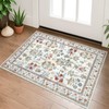 Lansny Boho Entryway Rug 2x3 Washable, Ivory Floral Kitchen Rug,