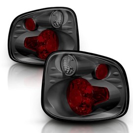 AmeriLite for 2001-2003 Ford F-150 Flareside Euro Polished Chrome Smoke Lens Replacement Tail Lights Brake Lamp Pair - Passenger and Driver Side