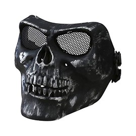 Kombat UK Half Face Skull Mask - Gun Metal Grey Protective Airsoft Half Face Mask