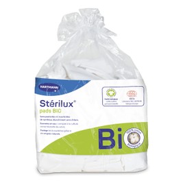 Stérilux Pads Bio – Rechteckige Bio-Baumwolle – weich – fusselfrei – 7,5 x 9,5 cm – 160 Stück