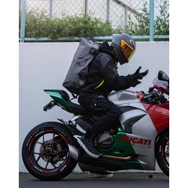 IRON JIA'S Motorcycle Dry Bag - Waterproof Duffle & Luggage Tail Bag Saddle Bags with Roll Top Closure, Shoulder Straps, Inner Pocket and Mesh Pocket (Grey, 70L)