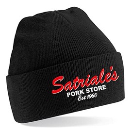 Satriale's Pork Store Logo Inspried by The Sopranos Embroidered Beanie Hat Black