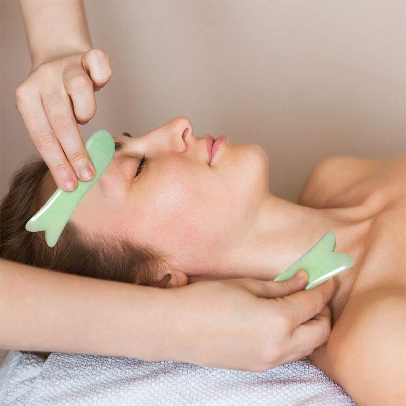 Natural Jade Guasha board Hand Fish Shaped Guasha Scapper/2 Pcs