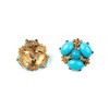 Kenneth Jay Lane Gold and Turquoise Cabochon Cluster Pierced Earrings