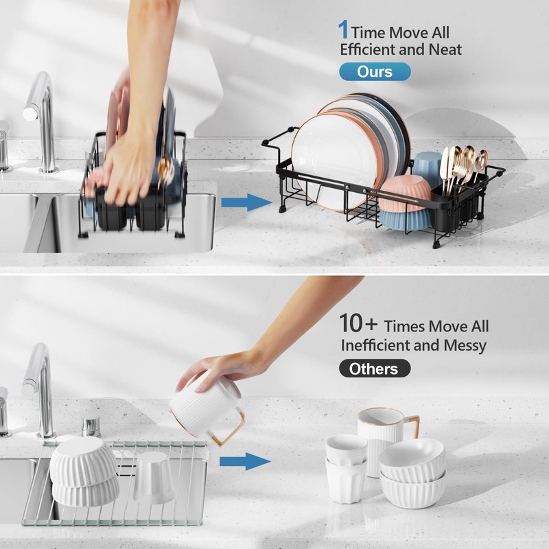 iSPECLE Sink Dish Drying Rack, Capacity Expandable Over Sink Dish
