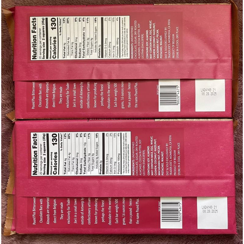 Trader Joe's 2 HUGE PACKS TRADER JOE'S Pound Plus BITTERSWEET