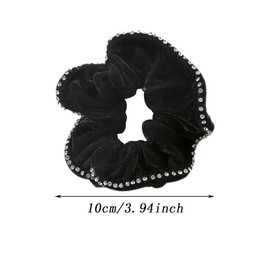 6 PCS Black Velvet Sparkly Diamante Hair Scrunchie,Diamante Hair Scrunchie for Women Girls