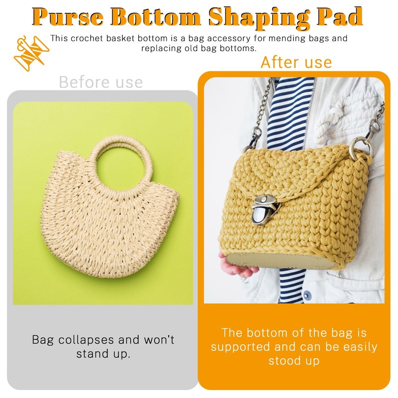 Realand 2Pcs Oval Large Size Purse Bottoms for Crocheting, with