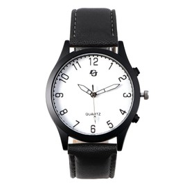 Top Plaza Quartz Analog Watch for Men Easy to Read Leather Strap Watch(Black)