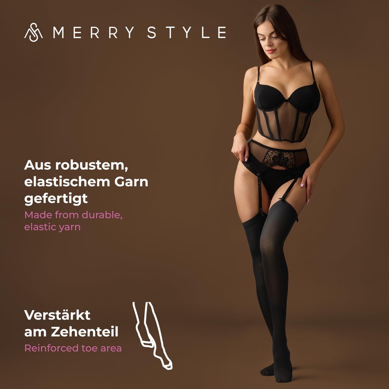 Merry Style Hold-Up Stockings for Women Microfibre Plain Hold-Up Stockings