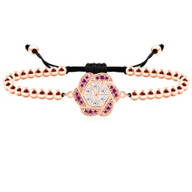 Vivaday Mother's Day Special - Floral String Stretch Bracelet, Fashionable Mom Bracelet, Crafted with Copper Zircon, Adjustable 16cm+12cm Design, Heartwarming Gift for Mom, YA4730, Medium, Brass,