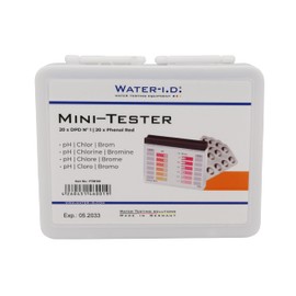 HAF® Mini Pool Tester for Pool & Spa with 40 Test Tablets (20 x DPD No1 / Phenol Red) and Storage Box – Accurate Chemical Tester for Free Chlorine, Bromine & pH Value – Quality: Made in Germany