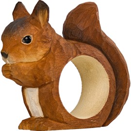 Wildlife Garden WG4568 Napkin Ring Squirrel - Hand Carved Wooden Napkin Ring for Table Decoration