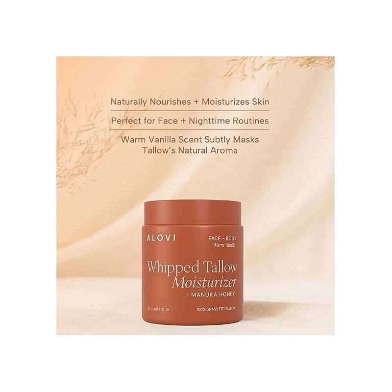 ALOVI 2PK WHIPPED TALLOW MOISTURIZER MANUKA HONEY CALENDULA ALMOND VANILLA
