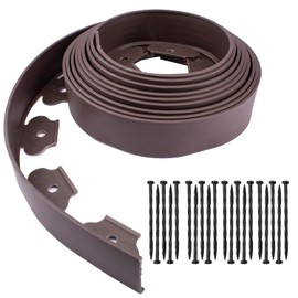 Garden Edging Border No Dig 20Ft Decorative Lawn Edging Brown with Ground Stakes 2 Inch Plastic Edgings for Terrace Board Landscape Edging Tree Rings Landscaping Sidewalk Edging Borde Flower Bed Fence