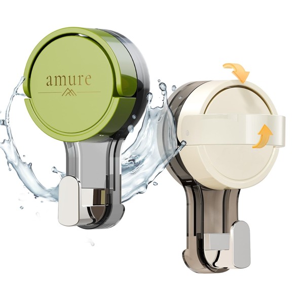 2 Pack - Powerful Suction Wall Hooks, Waterproof Clothes &