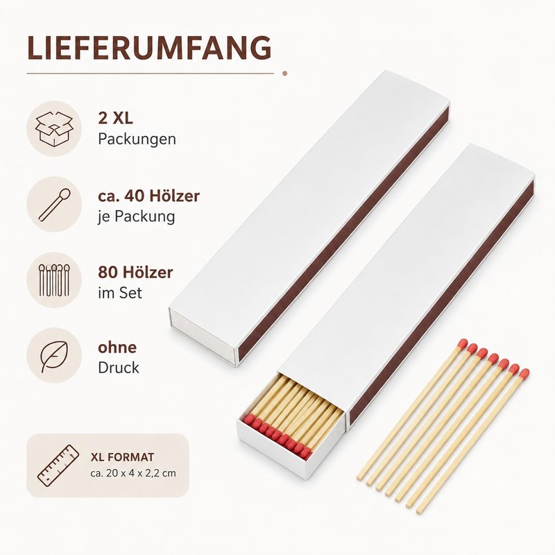 jameitop 2 XL Packs of Matches Without Print/White Boxes for