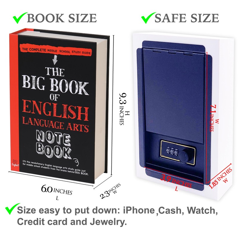 Deversion Book Safe Storage Box with Real Pages Combination Lock