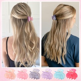 HAIMEIKANG 6 Pcs Small Acrylic Hair Claw Clips for Women and Girls - Mini Hair Clips for Thin/Medium Fine Hair, Non-slip Jaw Clips