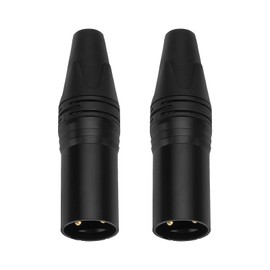 The Lord of the Tools 2Pcs Male 3-Pin XLR Connector Plug 3-Pin in Line XLR Connectors for Microphone Mic Cable Plug Connector Audio Speaker Socket Black