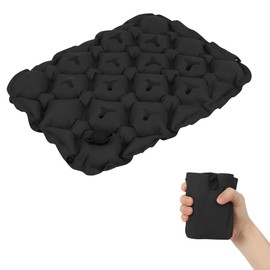 Inflatable Air Seat Cushion with Nanogrip Technology, Portable Travel Pressure Relief Pad for Office Chair, Camping, Long Flights, Anti-Slip Lightweight Design (Black)