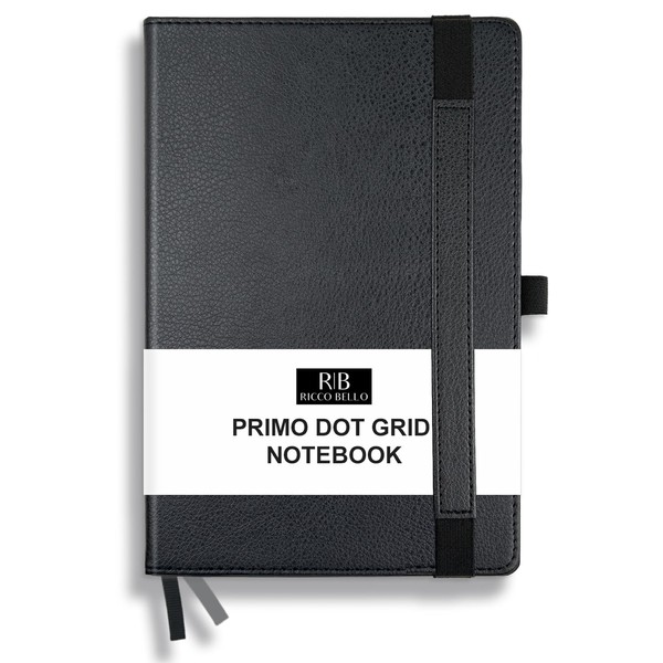 RICCO BELLO Primo Dotted Grid Journal Notebook, Faux Leather, Pen