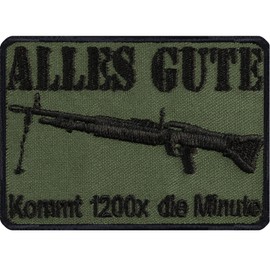 Tactical Morale Patch "Alles Gute kommt 1200x die Minute" German Armed Forces Patch for Sewing/Ironing | Military Gift with Embroidery Applique Uniform/Jacket/Vest | 70 x 50 mm