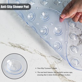 Bathtub and Shower Mats, 28 x 15 Inch Non-Slip Bath Mat, Machine Washable Bath Tub Mat with Suction Cups & Drain Holes for Bathroom, Beige