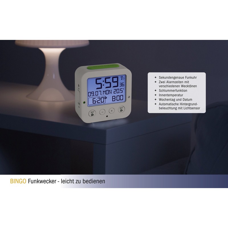TFA Dostmann 60.2528.01 Bingo Radio-Controlled Alarm Clock