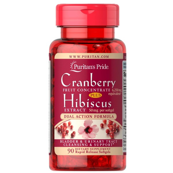 Puritan's Pride Cranberry Fruit Concentrate Plus Hibiscus Extract 6250 mg / 50 mg-90 Softgels