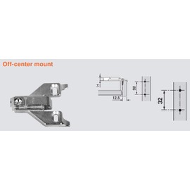 Blum 175L6630.22 3mm Face Frame Adapter Plate, Adj Height, Off Center Mount, Screw-on (4)