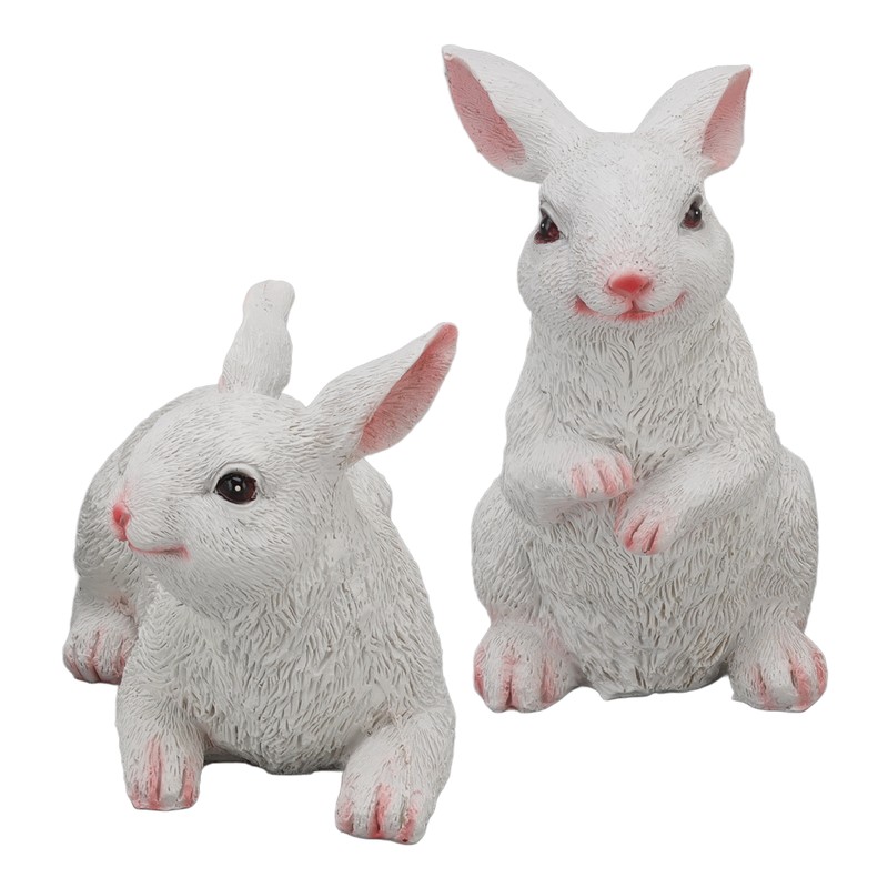 1 Pair Bunny Rabbit Ornaments Decorations Resin Art Craft Animal