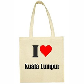 I Love Kuala Lumpur Shopping Bag School Bags Gym Bag 38 x 42 cm in Pink White Beige Red Blue Green Grey Yellow, beige