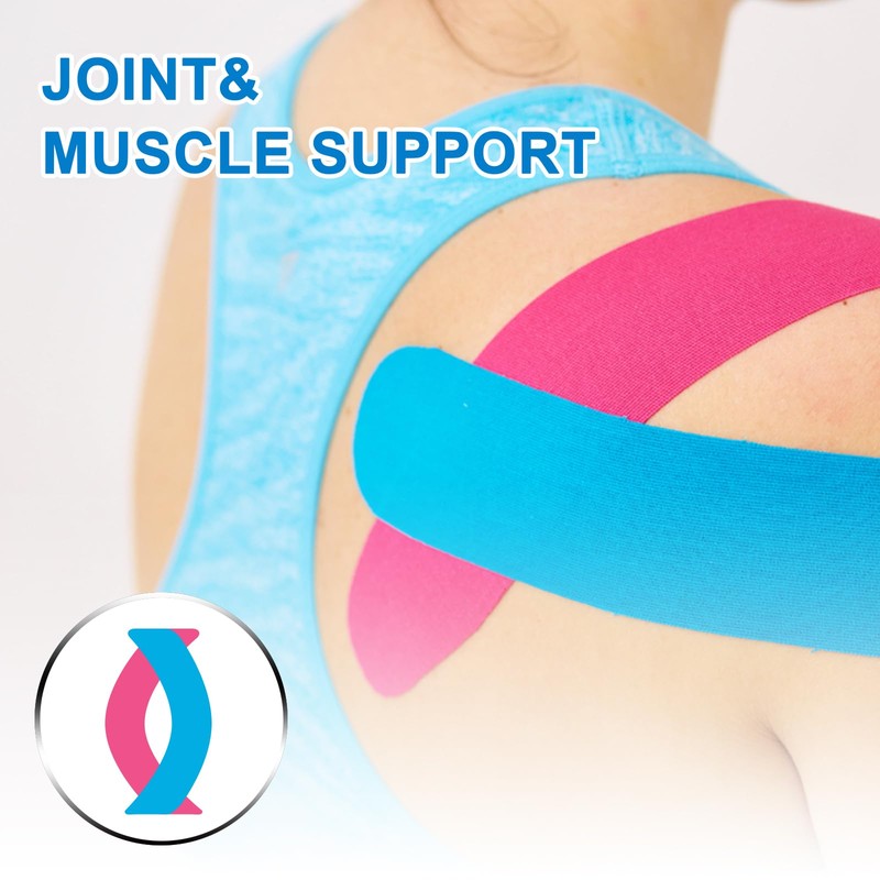 Carbou Kinesiology Tape 5cmx5m-2 Rolls Water Resistant Strips,Elastic Cotton Athletic
