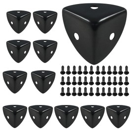 Zorveiio 12 Pcs Metal Corner Protectors Black Edge Guard Furniture Edge Corner Cover Angle Corner Brackets with Mounting Screws for Box Table Cabinet(1"x1"x1")