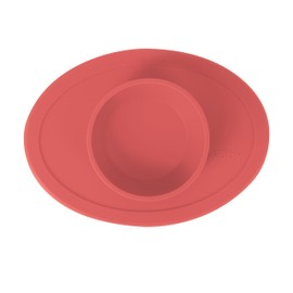 Nuby Sure Grip Silicone Feeding Bowl - Toddler Suction Plate - 6+ Months - Coral