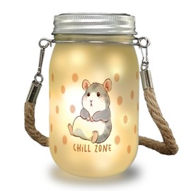 speecheese Hamster Solar Light with Saying Chill Zone a Cute Light for the Balcony Children's Birthday Decorative Lamp Mason Jar Solar Pet Decorative Light Nursery Decoration Rodent Lamp
